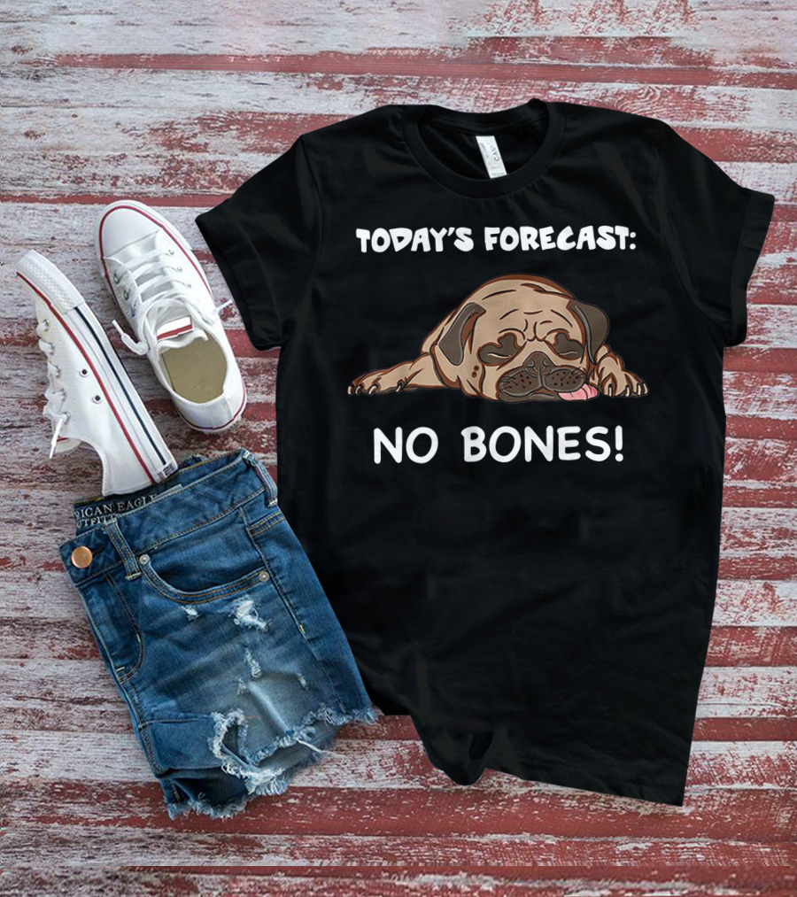 Today's Forecast No Bones Noodle The Pug Merch T-Shirt