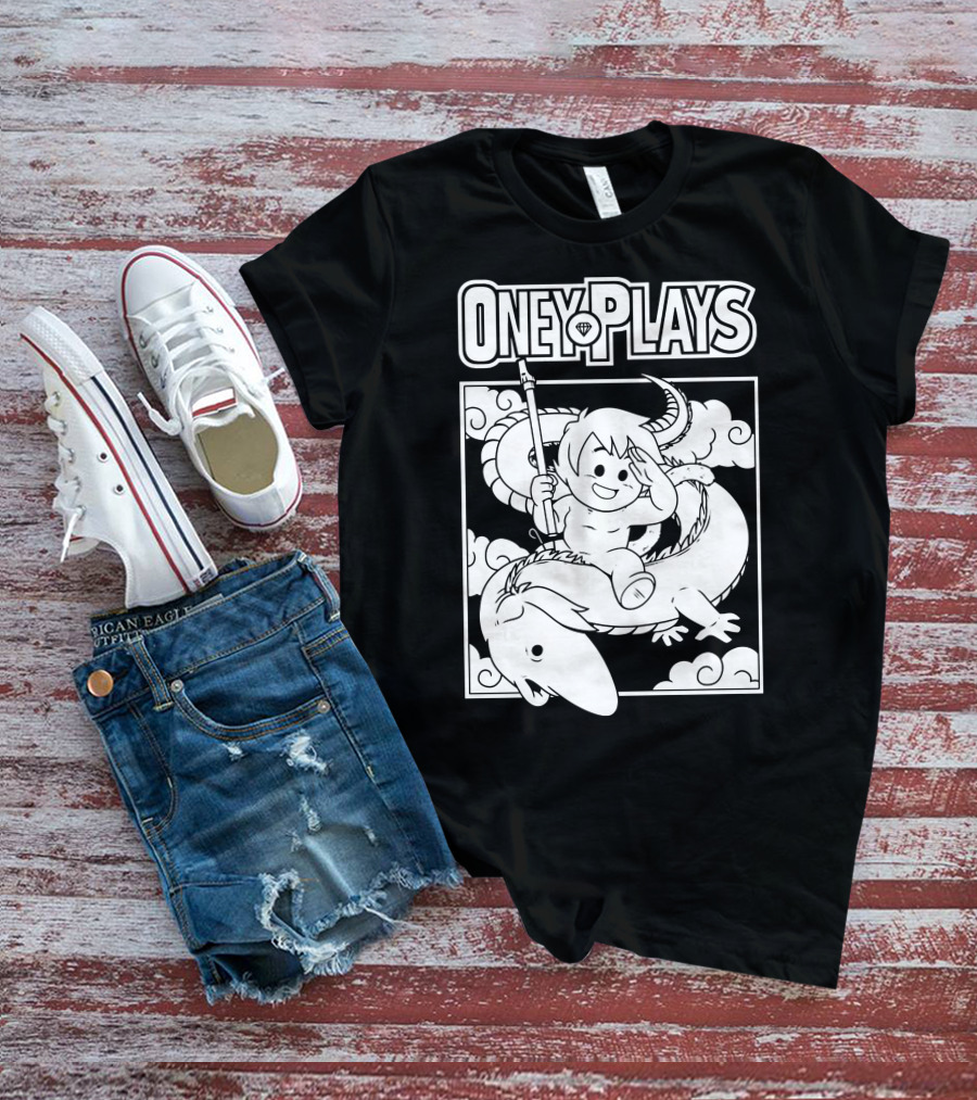 OneyPlays Cartoon Character Riding A Dragon With Spear T-Shirt