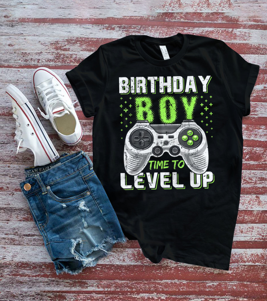 Birthday Boy Time To Level Up Video Game Controller Birthday T-Shirt
