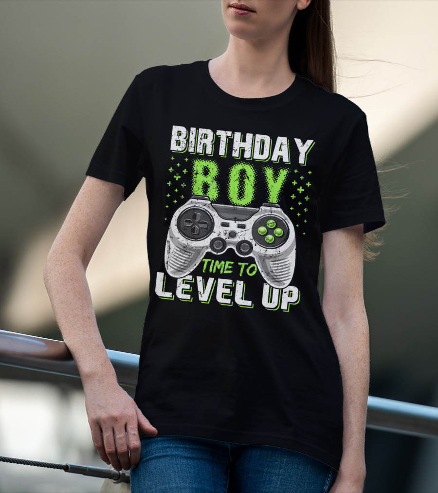Birthday Boy Time To Level Up Video Game Controller Birthday T-Shirt