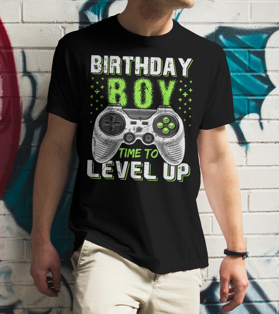 Birthday Boy Time To Level Up Video Game Controller Birthday T-Shirt