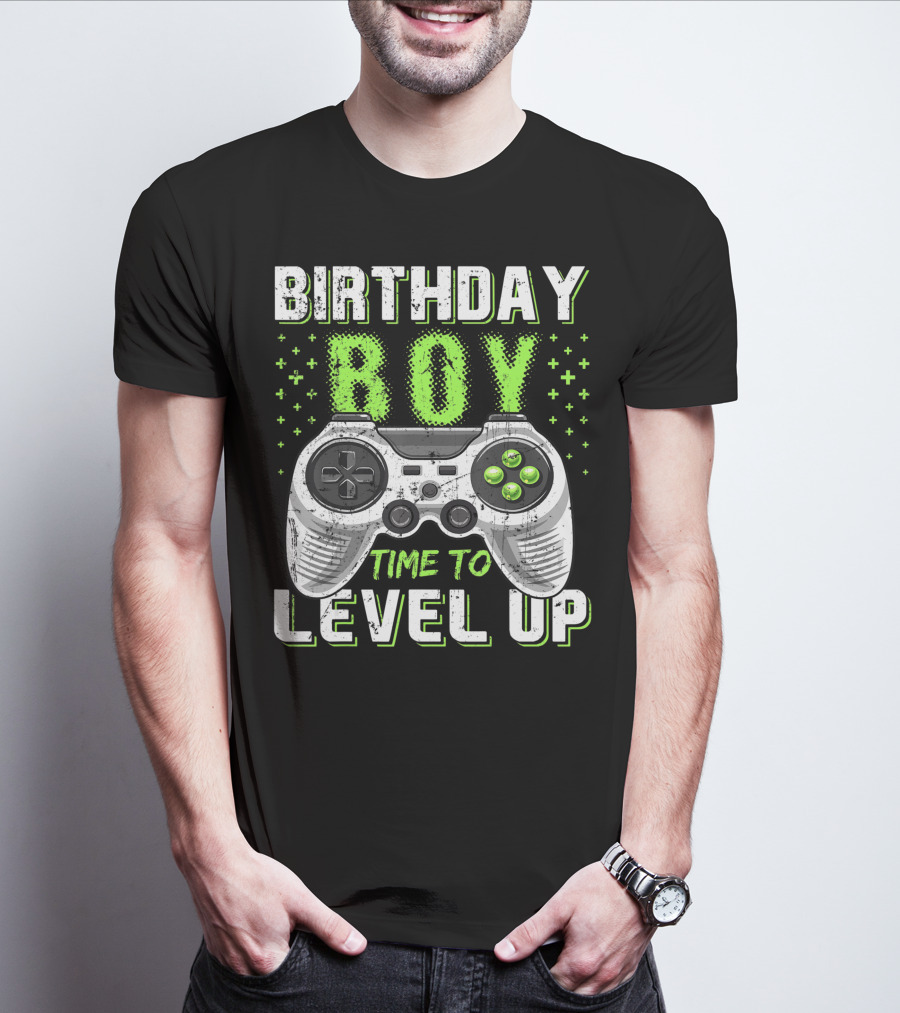Birthday Boy Time To Level Up Video Game Controller Birthday T-Shirt