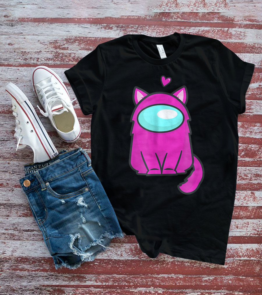 Cute Cat Astronaut Among Us Nerdy Girl Gamer T-Shirt