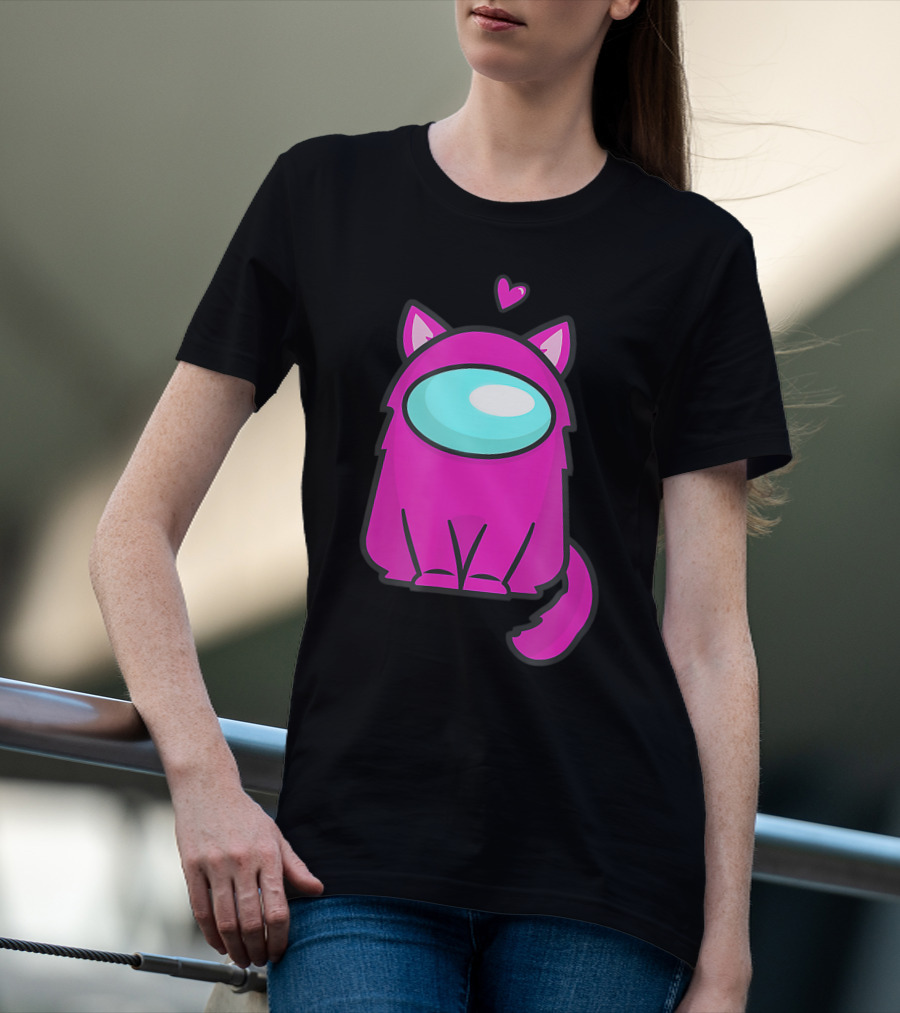Cute Cat Astronaut Among Us Nerdy Girl Gamer T-Shirt