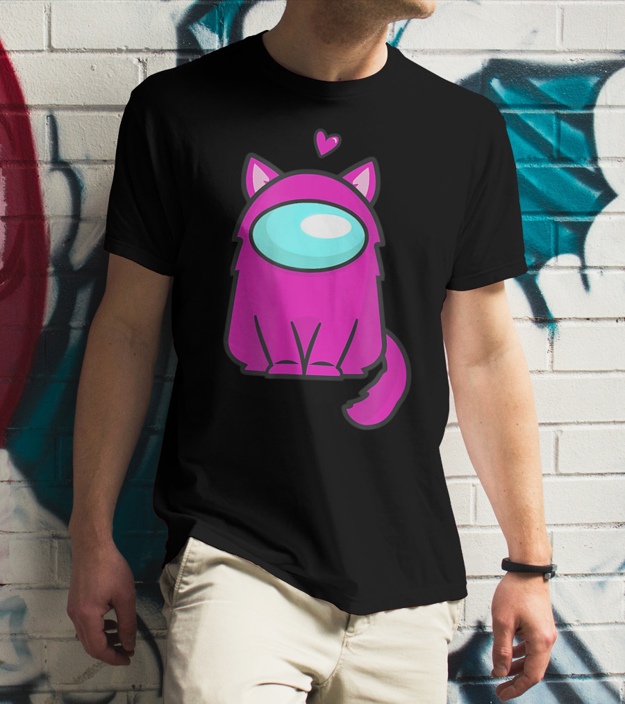 Cute Cat Astronaut Among Us Nerdy Girl Gamer T-Shirt