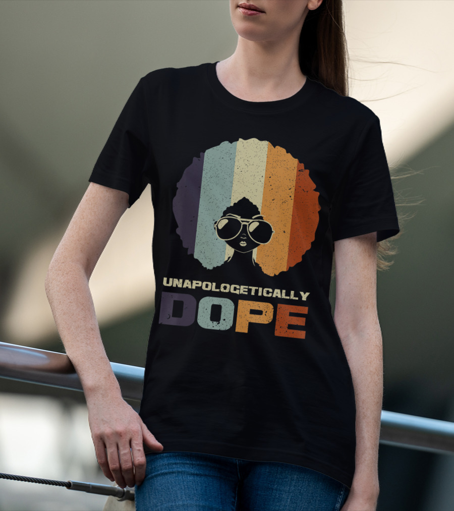 Unapologetically Dope Afro Rainbow Stripes Sunglasses T-Shirt