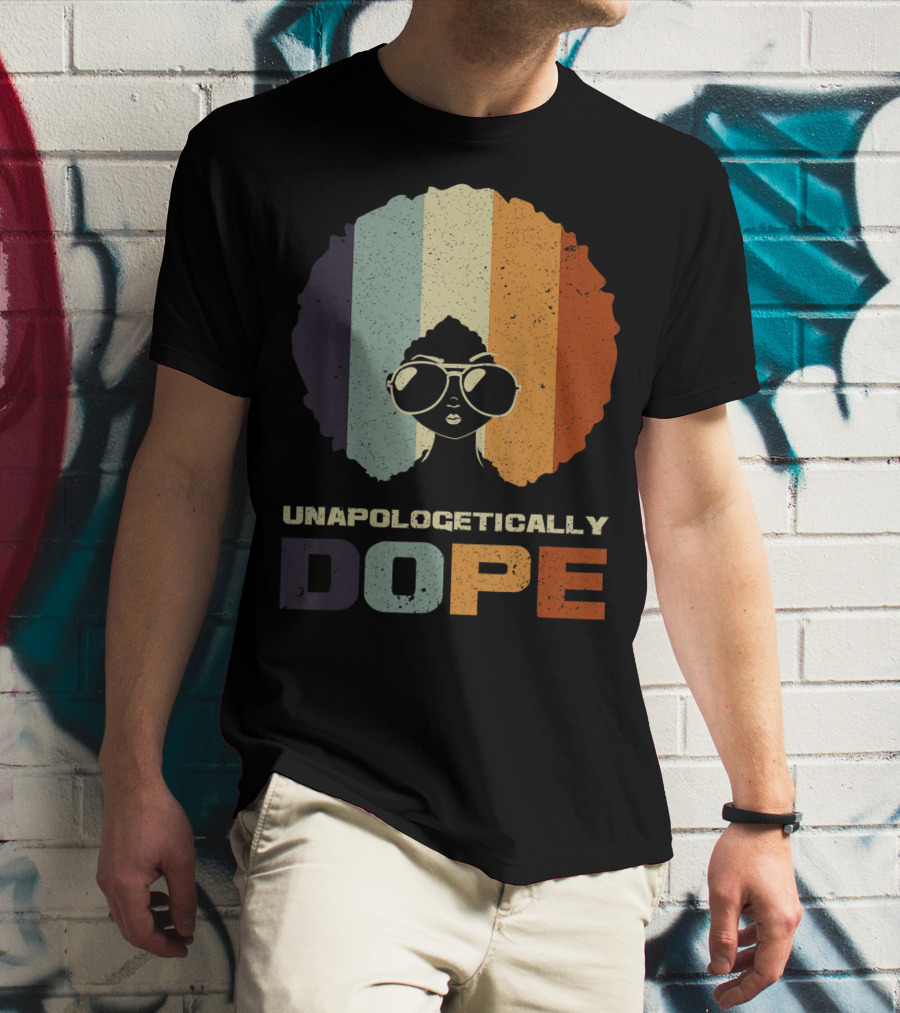 Unapologetically Dope Afro Rainbow Stripes Sunglasses T-Shirt