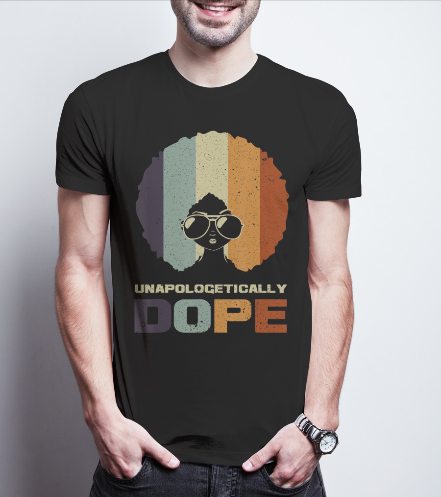 Unapologetically Dope Afro Rainbow Stripes Sunglasses T-Shirt