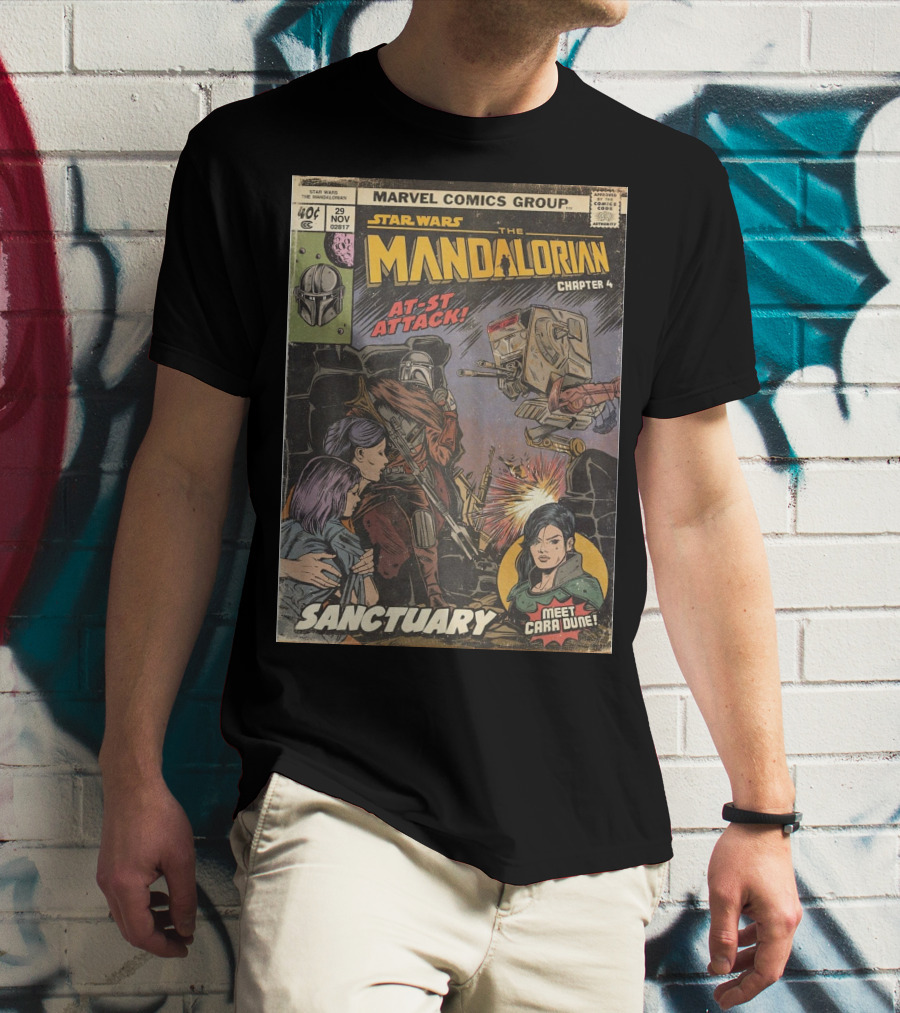 Marvel Comics Group Star Wars The Mandalorian Chapter 4 Sanctuary At-St Attack Meet Cara Dune T-Shirt