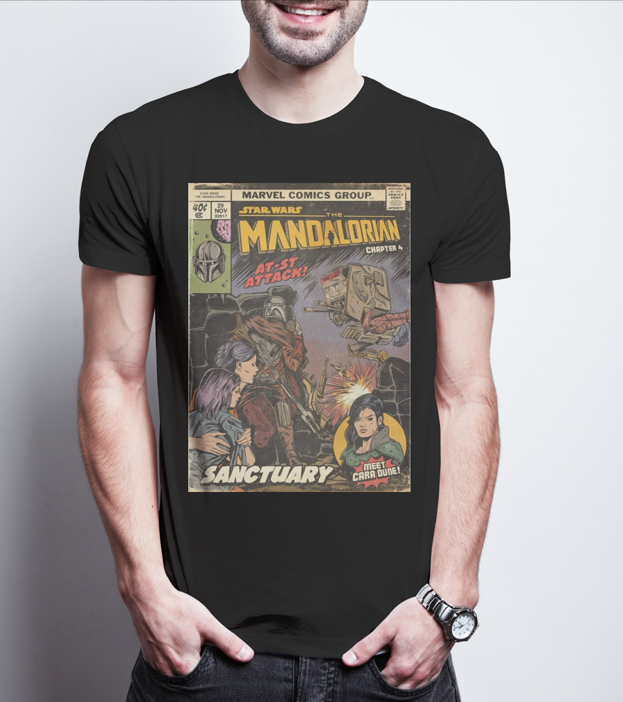 Marvel Comics Group Star Wars The Mandalorian Chapter 4 Sanctuary At-St Attack Meet Cara Dune T-Shirt