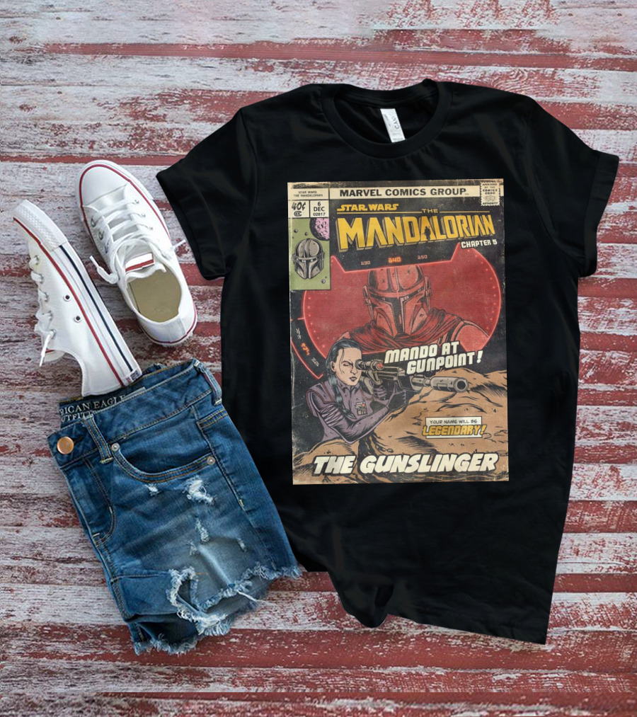 Mando At Gunpoint Legendary The Mandalorian Chapter 5 The Gunslinger Marvel Comics Group T-Shirt