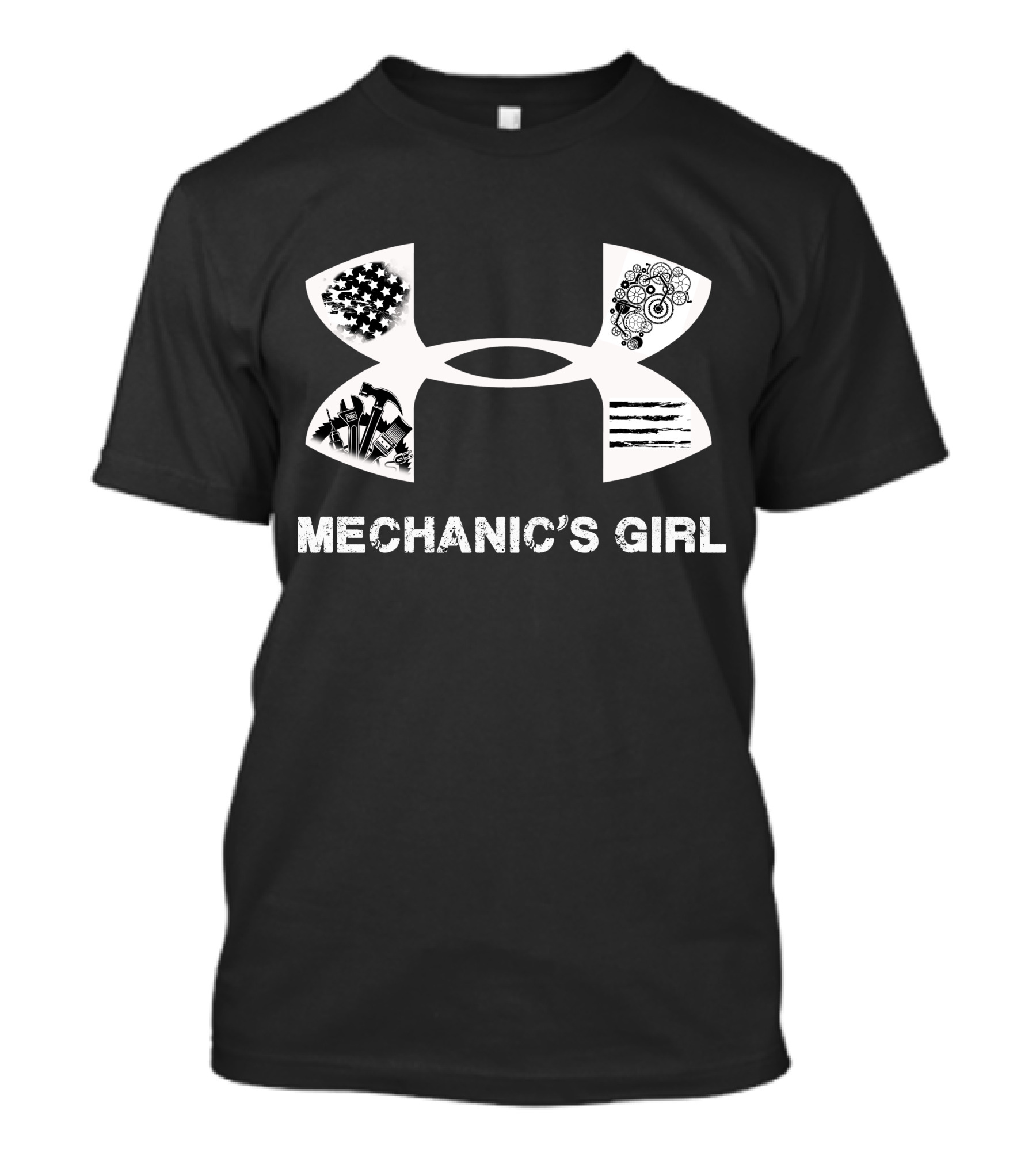 Mechanic's Girl Only Today With American Flag And Tools T-Shirt