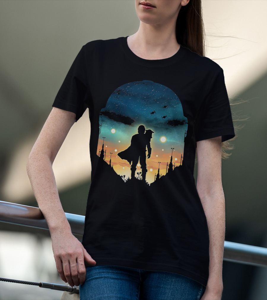 Only Today Lone Mandalorian Starry Sunset Adventure T-Shirt