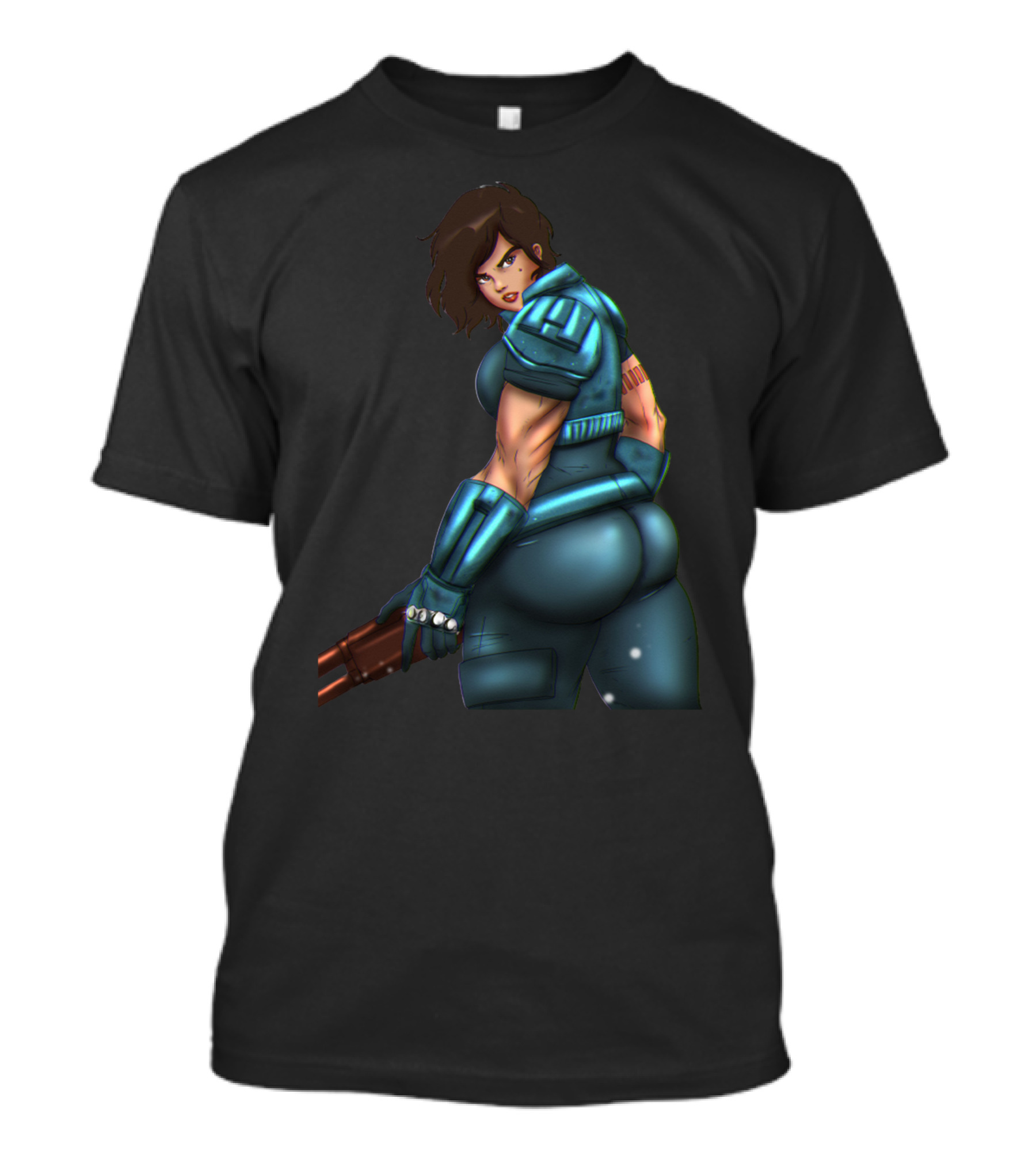 Only Today Retro Futuristic Warrior In Blue Armor T-Shirt