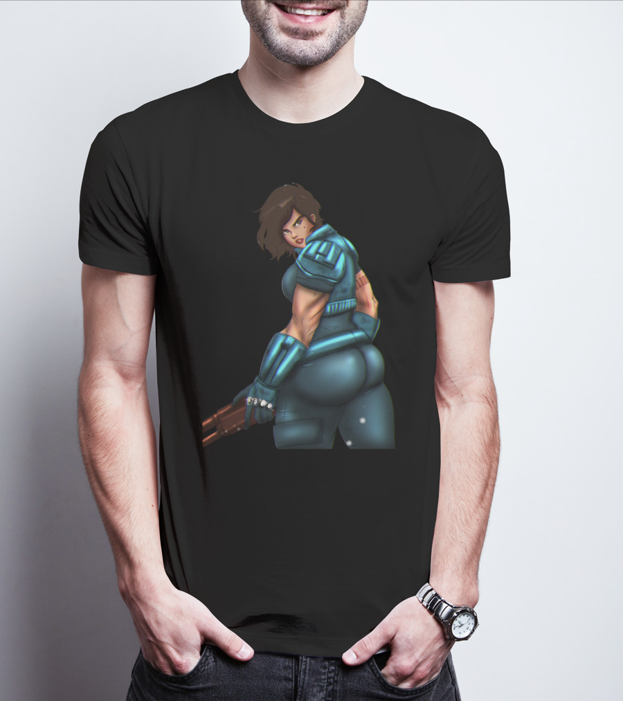 Only Today Retro Futuristic Warrior In Blue Armor T-Shirt