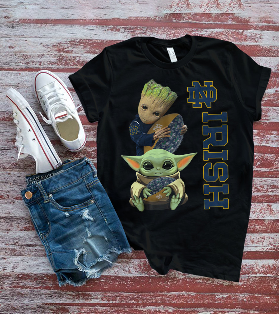 Groot Baby Yoda Notre Dame Fighting Irish Football T-Shirt
