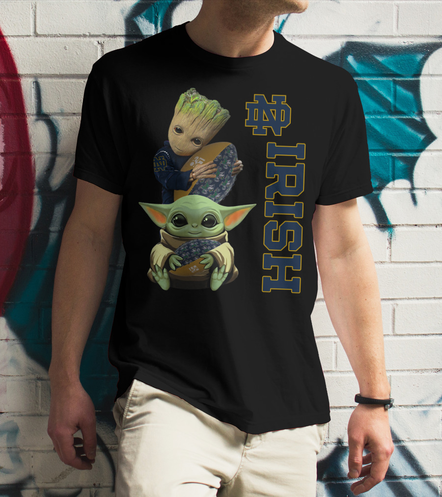 Groot Baby Yoda Notre Dame Fighting Irish Football T-Shirt