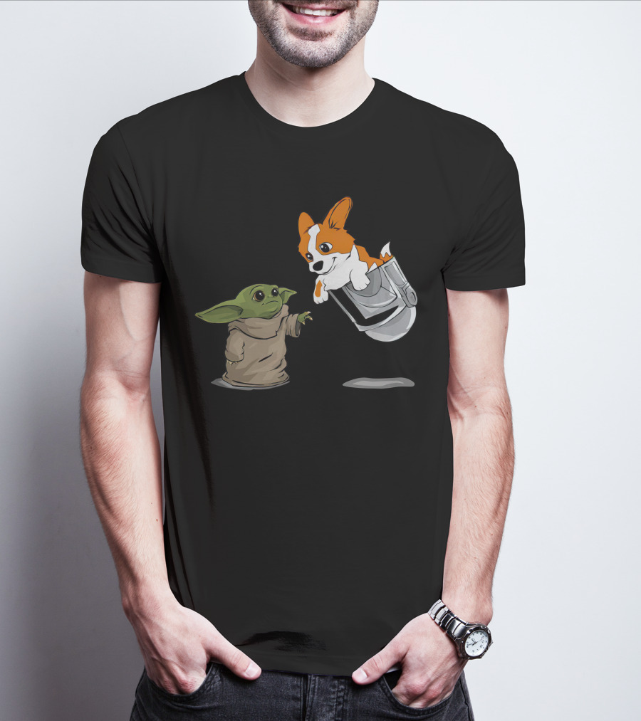 Cute Corgi With Baby Alien Companion T-Shirt