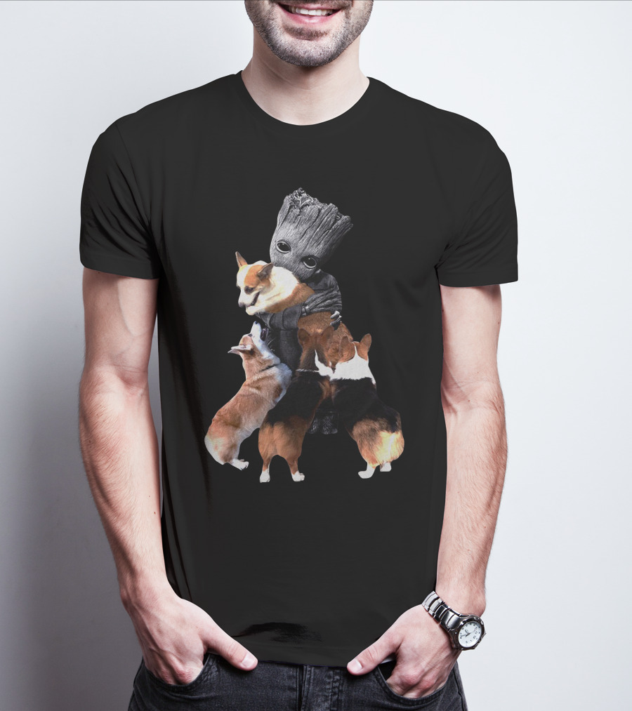 Only Today Groot Hugging Corgis T-Shirt