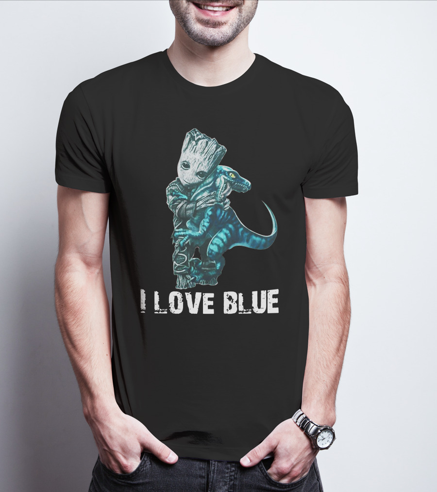 I Love Blue Groot And Blue The Velociraptor Hug T-Shirt