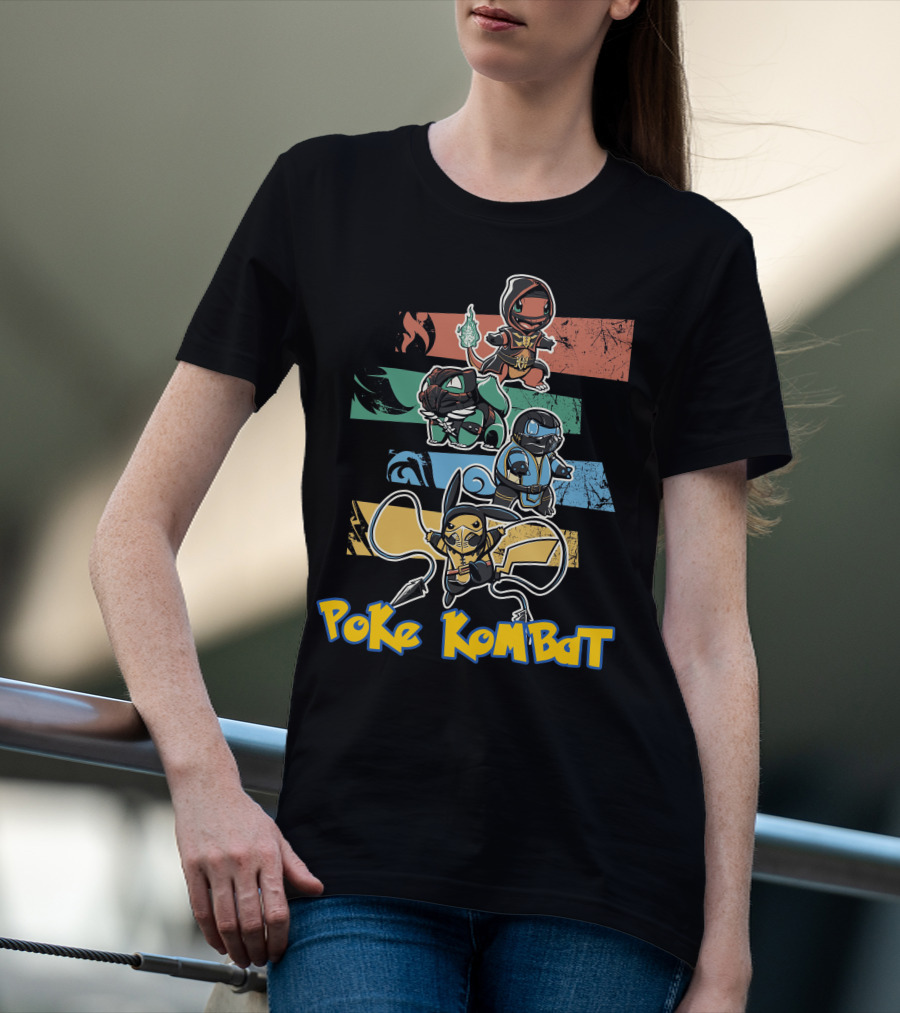 POKE KOMBAT Pokemon Mortal Kombat Crossover Characters In Action T-Shirt