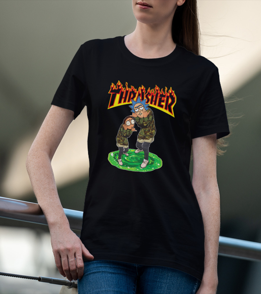 Thrasher 40 Rick And Morty Camo Portal T-Shirt
