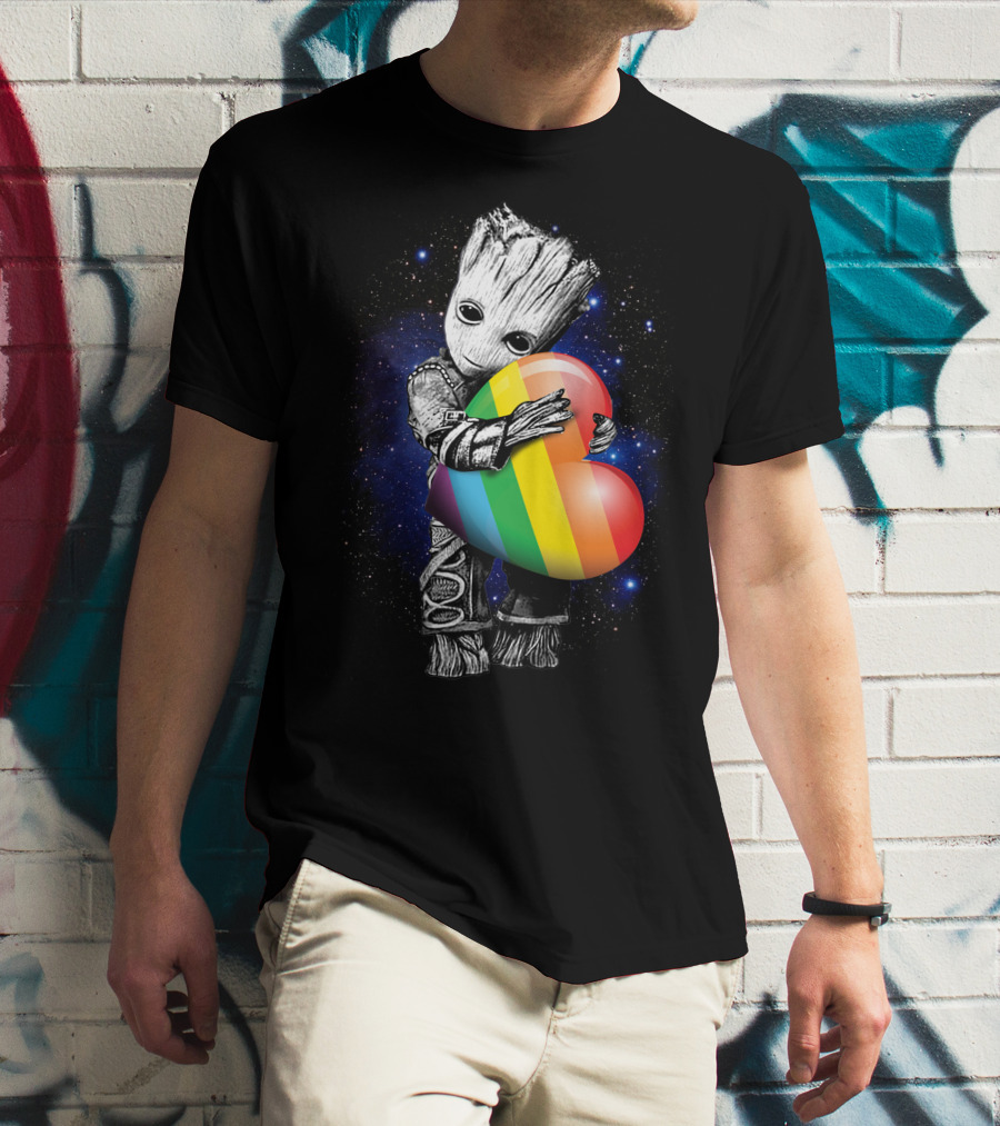 Rainbow Heart Galaxy Cute Tree Character T-Shirt