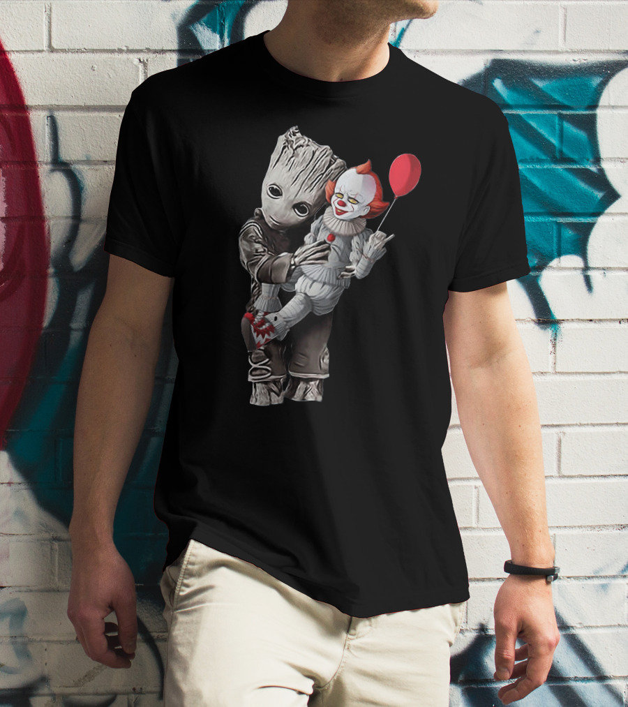 Groot Holding Pennywise With Balloon T-Shirt
