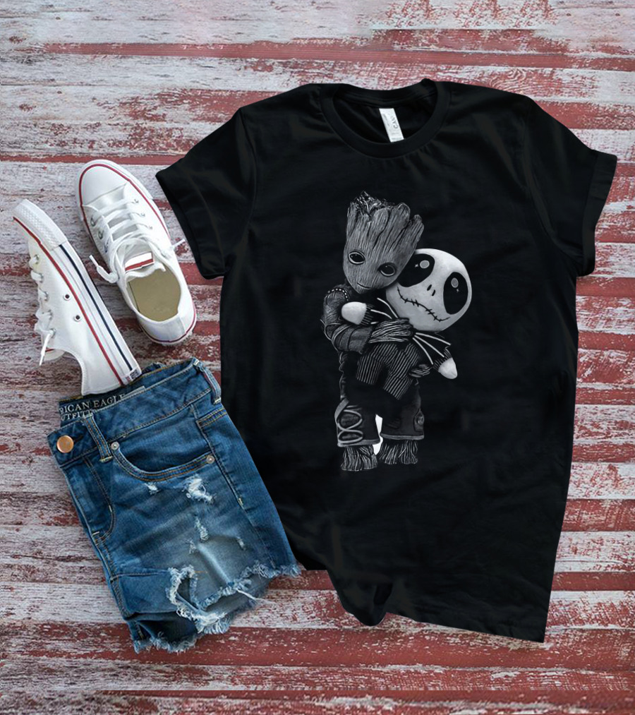 Groot Hugging Jack Skellington T-Shirt