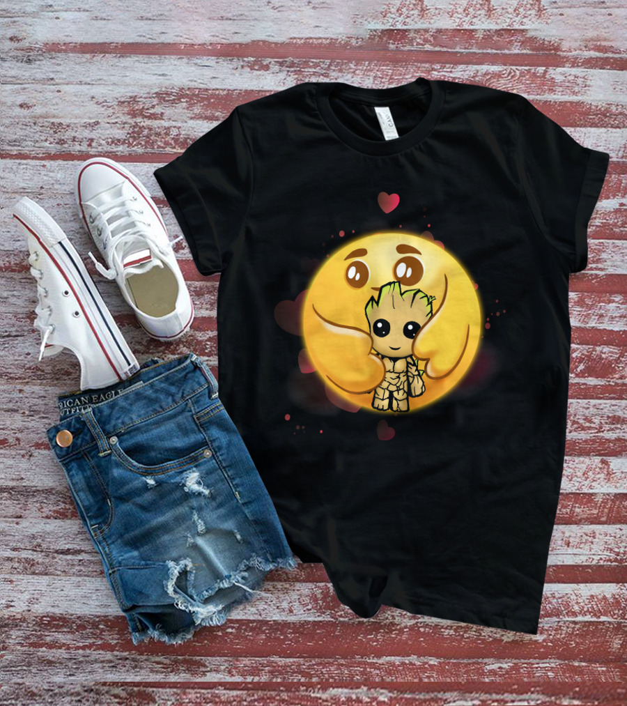 Emoji Hugging Baby Groot With Hearts T-Shirt