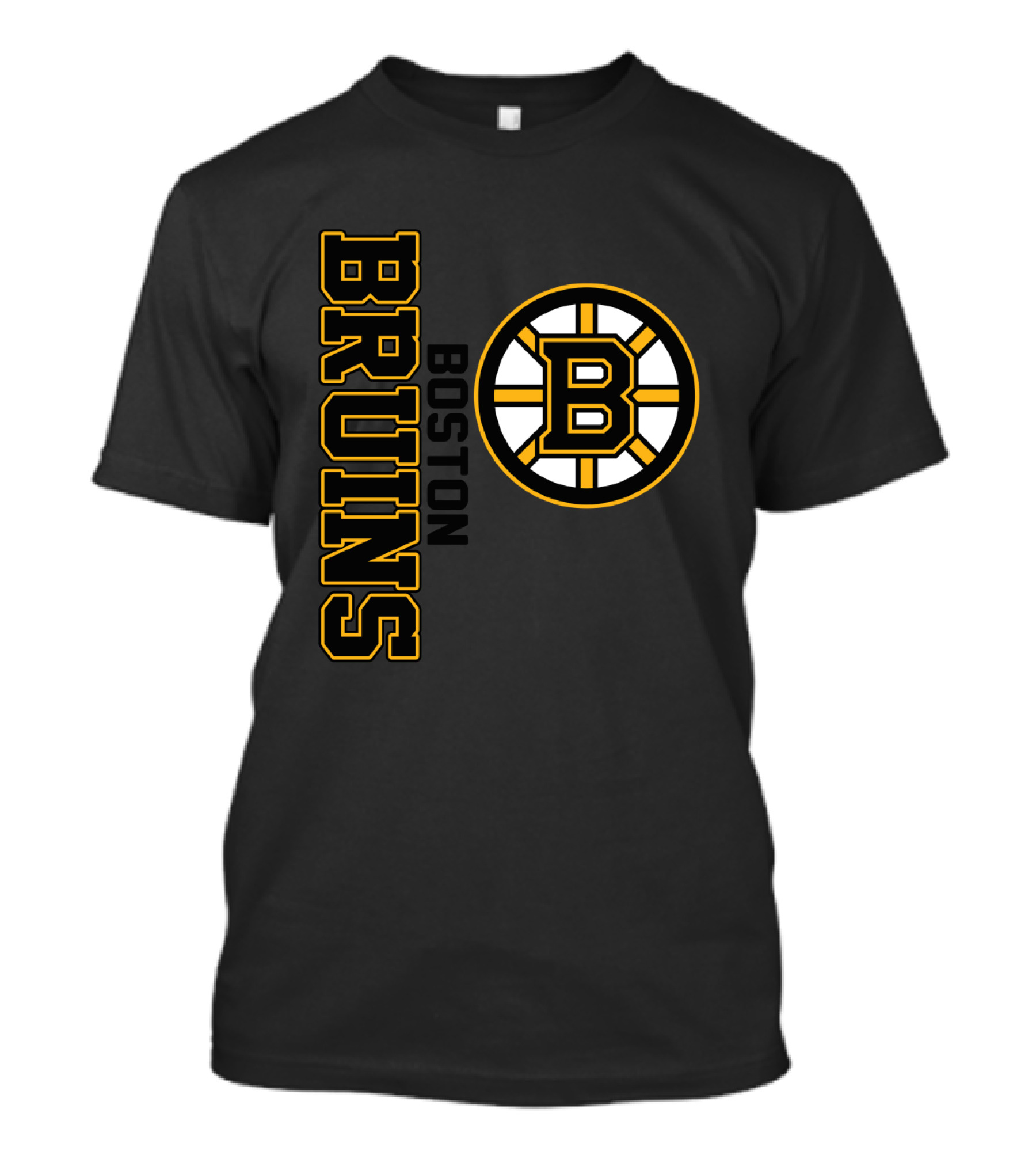 Boston Bruins Hockey Vertical Text With Iconic Circle Emblem T-Shirt