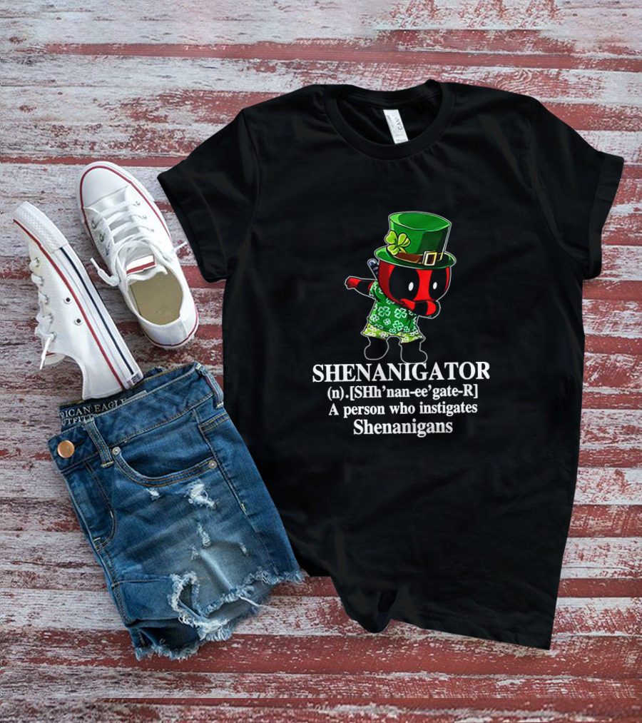 Deadpool Shenanigator St. Patrick's Day Dabbing Instigator Of Shenanigans Definition T-Shirt