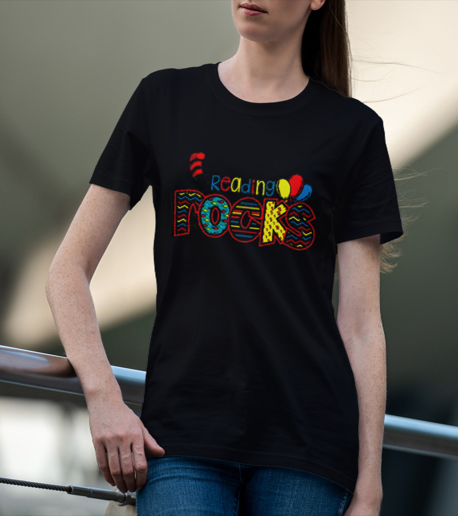 Dr Seuss Reading Rocks Cat In The Hat Balloons T-Shirt