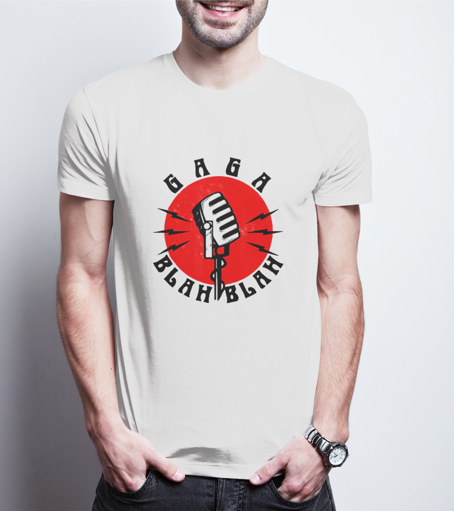 Gaga Blah Blah Vintage Microphone Red Circle Lightning T-Shirt