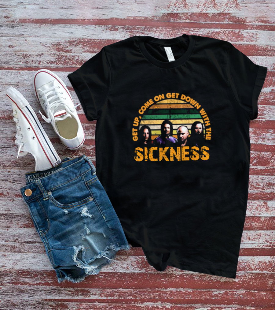 Get Up Come On Get Down With The Sickness Band Members Iconic Circle T-Shirt