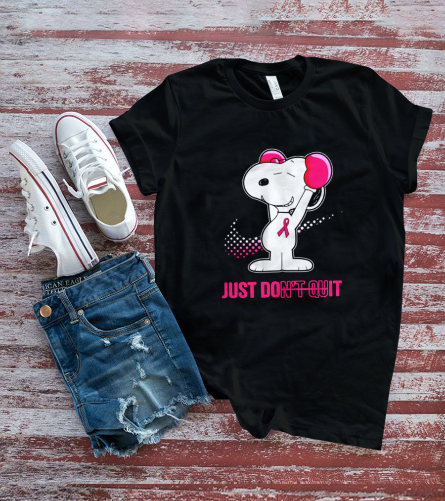 Just Don’t Quit Snoopy Pink Ribbon Boxing Breast Awareness T-Shirt