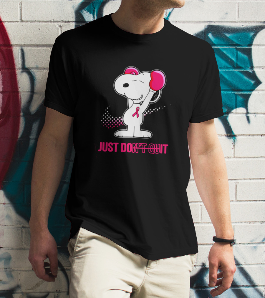 Just Don’t Quit Snoopy Pink Ribbon Boxing Breast Awareness T-Shirt