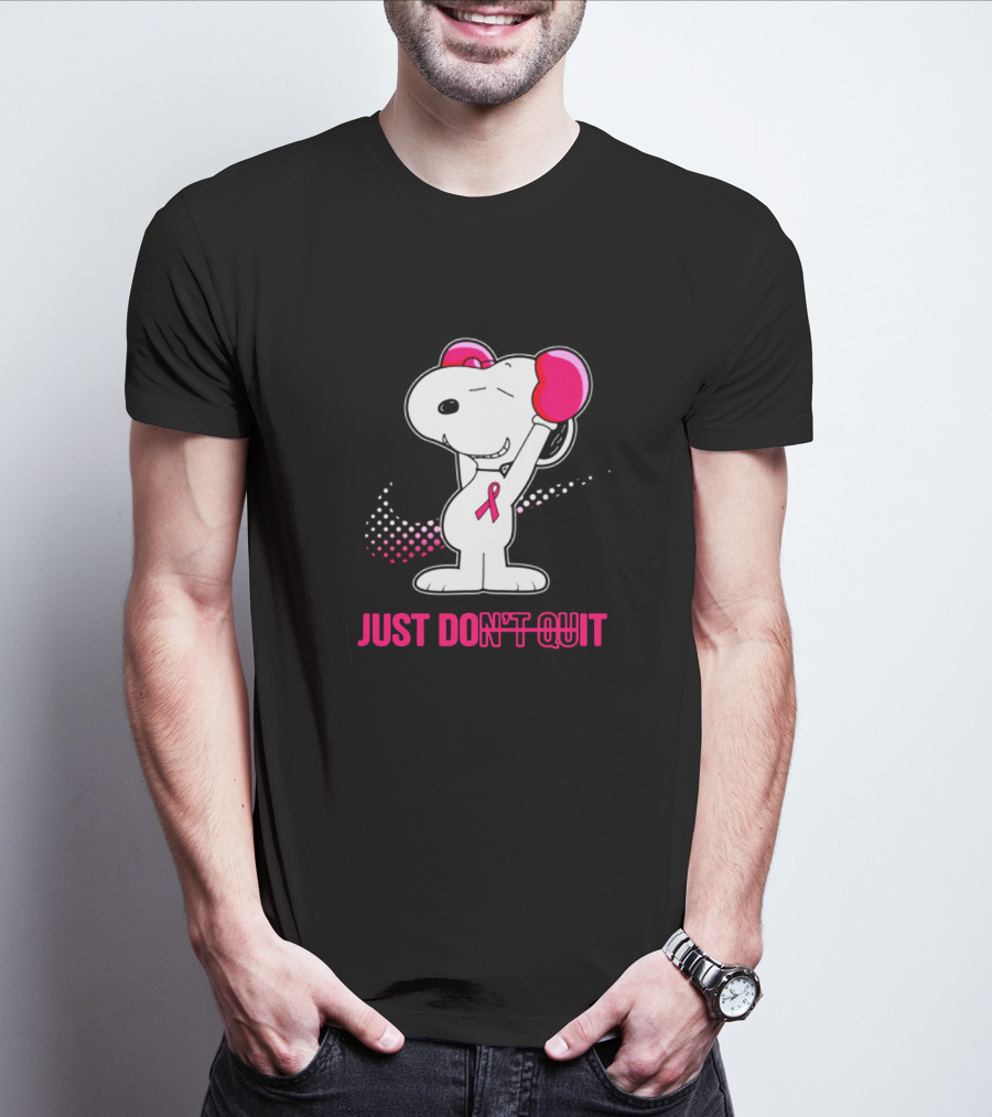 Just Don’t Quit Snoopy Pink Ribbon Boxing Breast Awareness T-Shirt