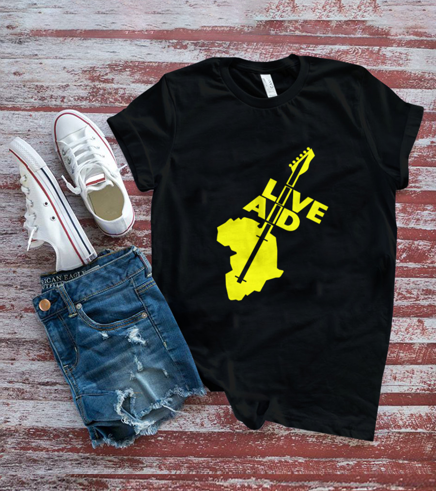 Live Aid 1985 Africa Guitar Logo Music Festival T-Shirt