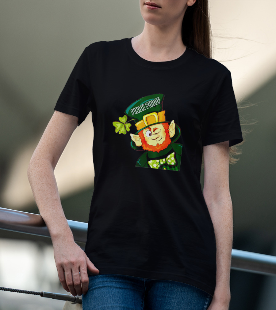 St Patrick's Day Pinch Proof Shamrock Leprechaun With Hat And Bow Tie T-Shirt