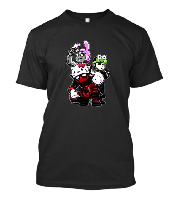 Team Hello Kitty Deadpool Anime Cosplay Collaboration Characters T-Shirt