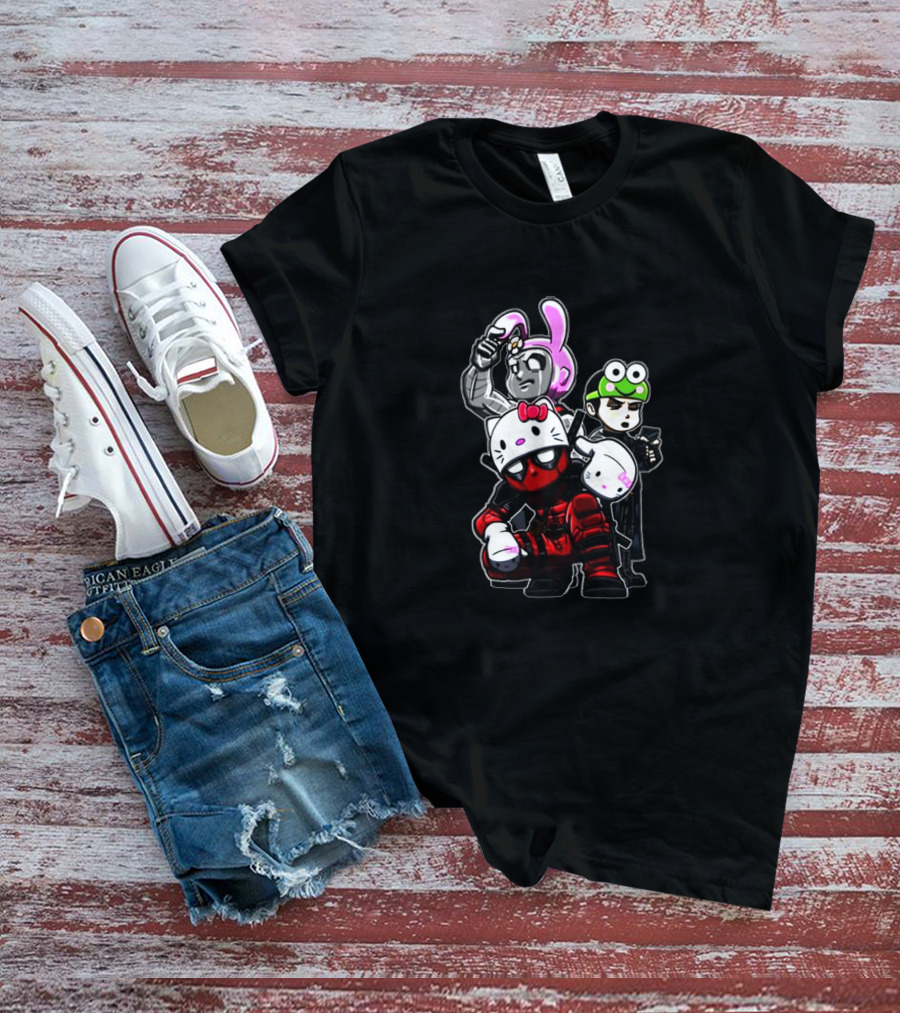 Team Hello Kitty Deadpool Anime Cosplay Collaboration Characters T-Shirt