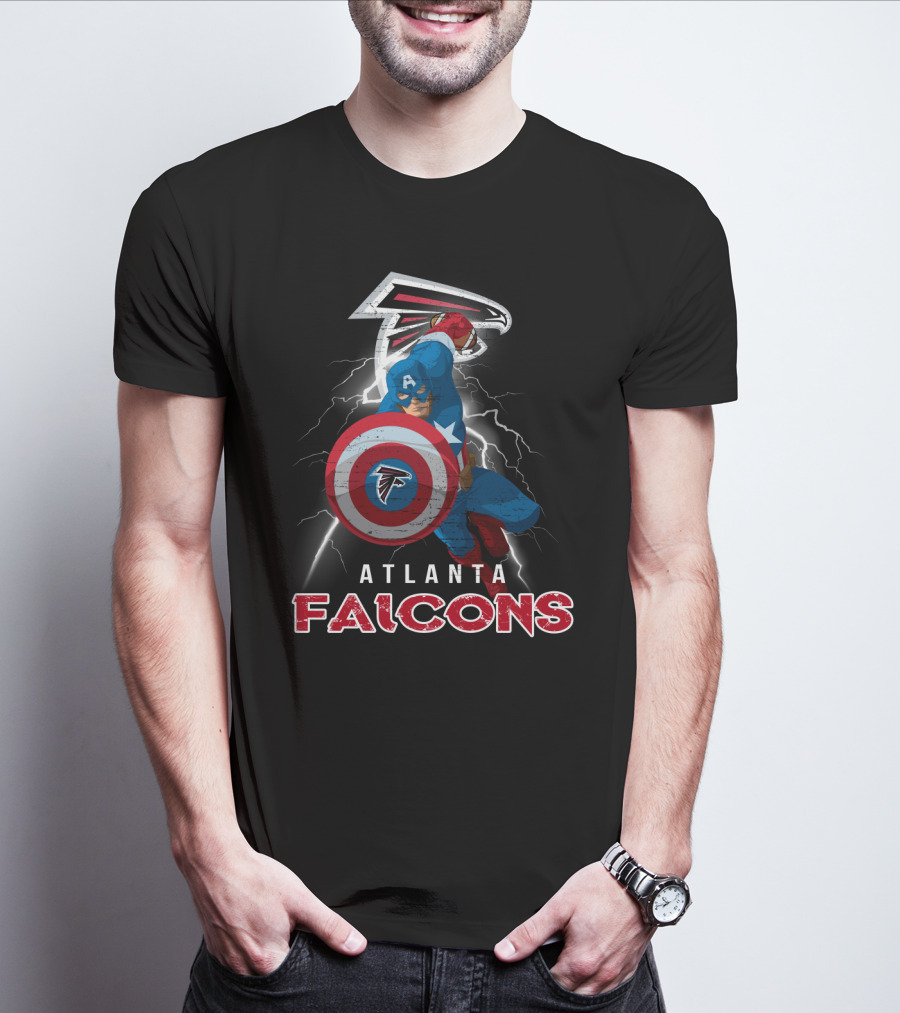 Atlanta Falcons Captain America Nfl Shield Lightning T-Shirt