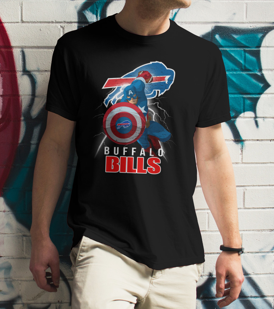 Captain America Buffalo Bills Nfl Superhero Collaboration T-Shirt
