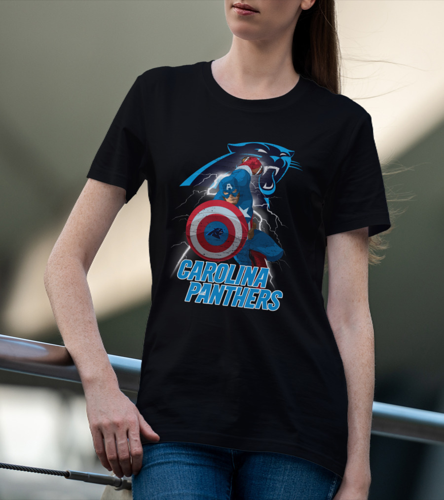 Carolina Panthers Captain America Nfl Crossover T-Shirt
