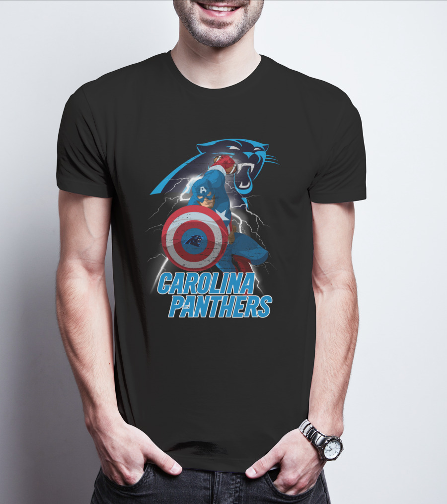 Carolina Panthers Captain America Nfl Crossover T-Shirt
