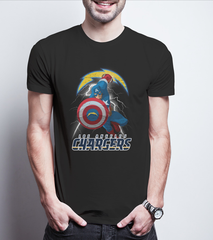 Los Angeles Chargers Captain America Nfl Crossover T-Shirt