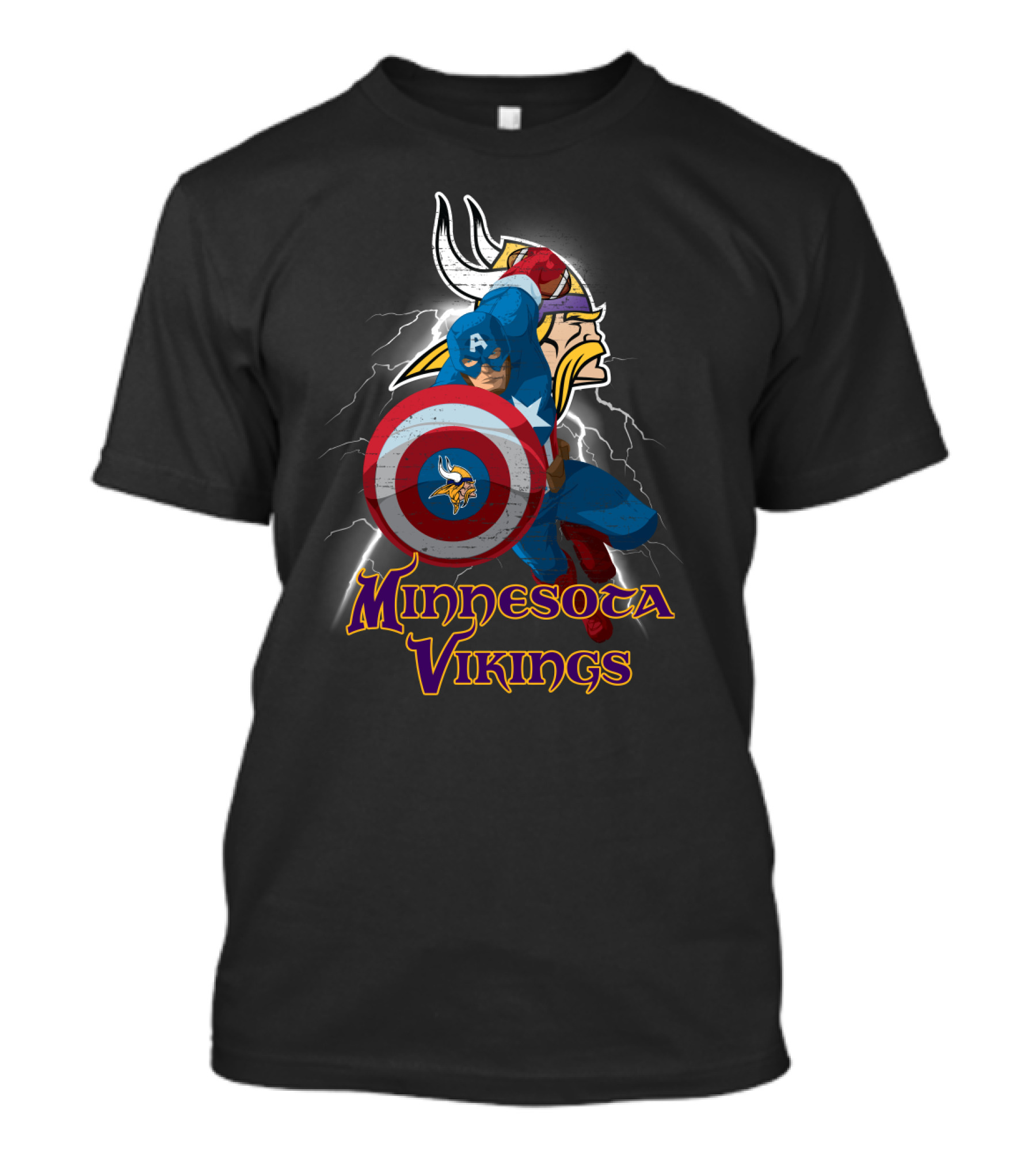 Minnesota Vikings Captain America Nfl Crossover T-Shirt
