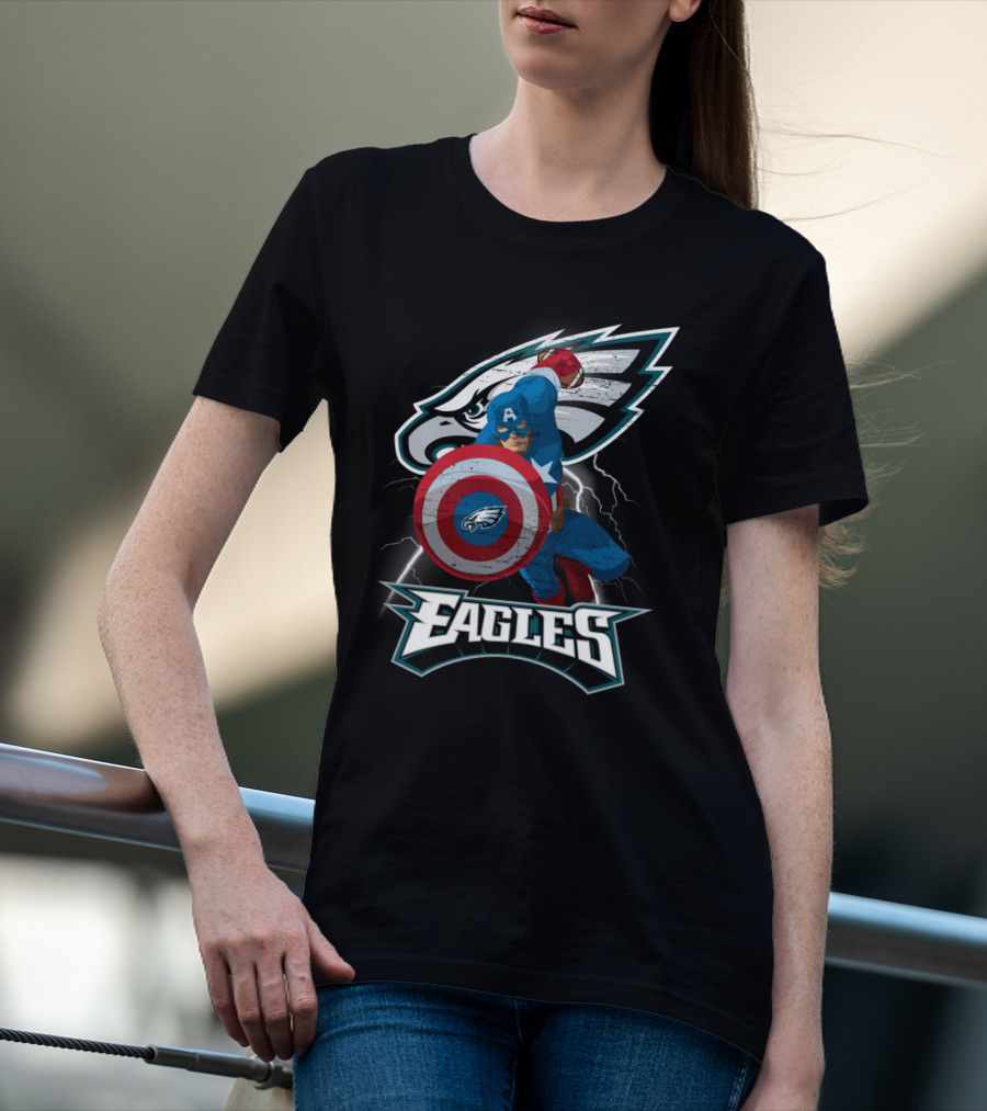 Philadelphia Eagles Captain America Nfl Shield T-Shirt