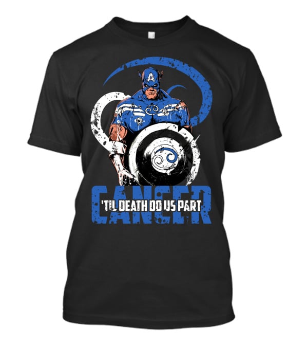 Captain America Cancer Zodiac 'Til Death Do Us Part Marvel Fans T-Shirt